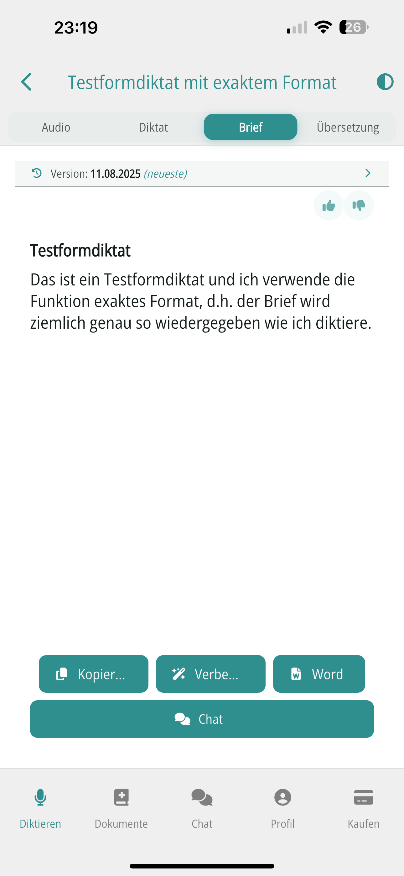 Exaktes Format Ergebnis